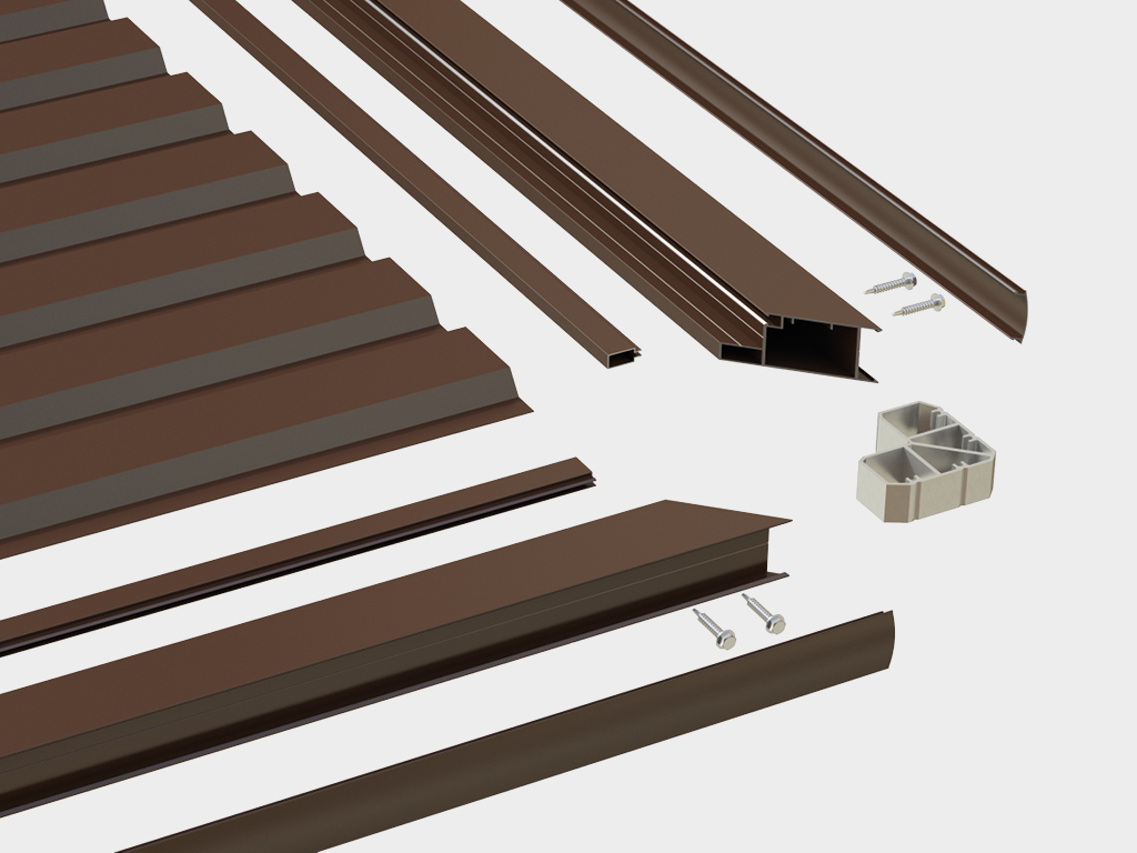 Профлист и профили для сборки створки калитки.